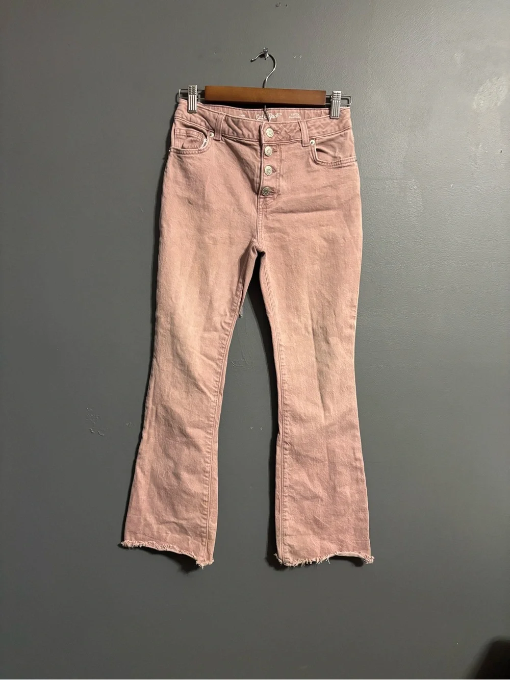Cat & Jack dusty pink Flare Denim coastal cowgirl button fly jeans Size girls 14